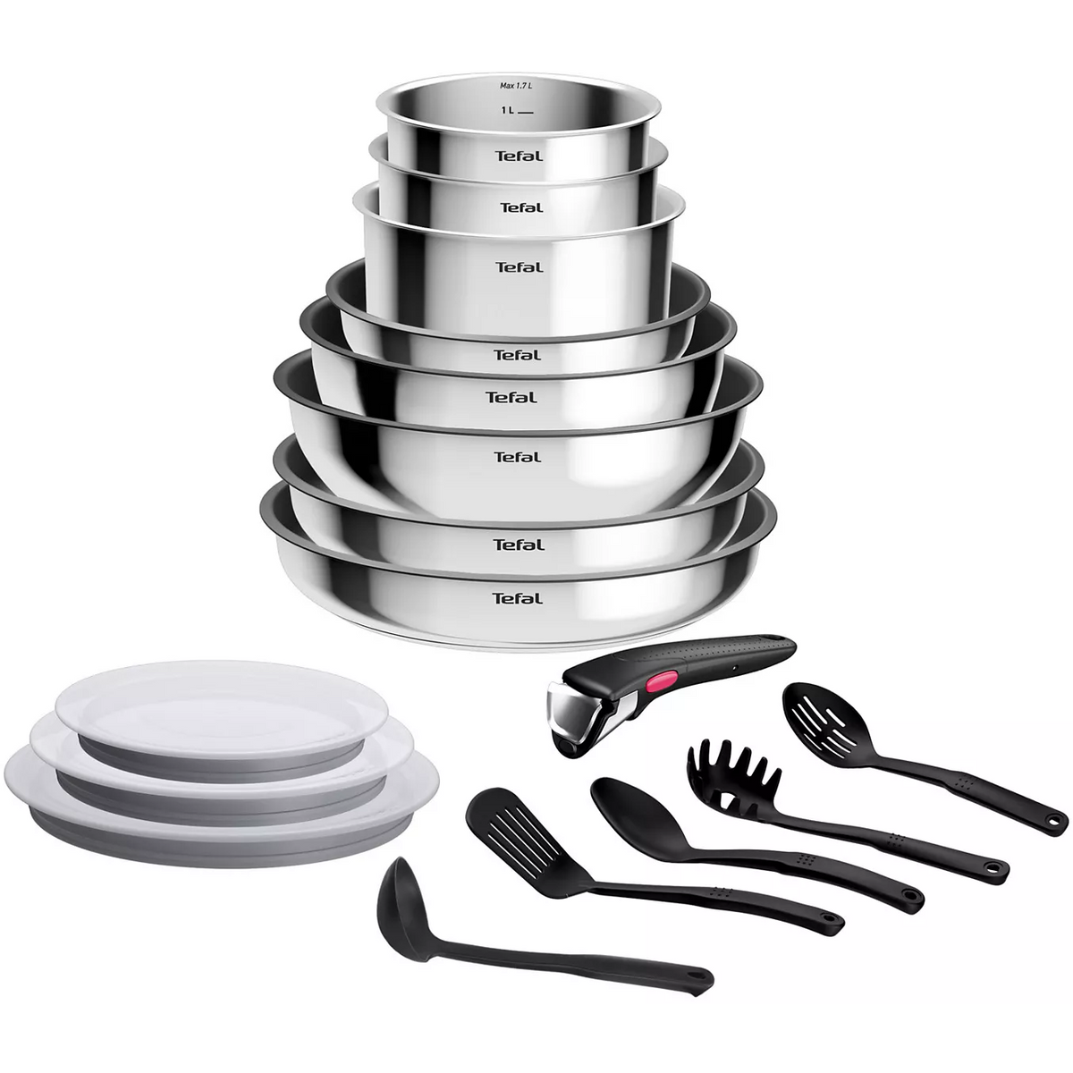 Batterie de cuisine TEFAL Cook Eat 17pcs Ingenio Inox