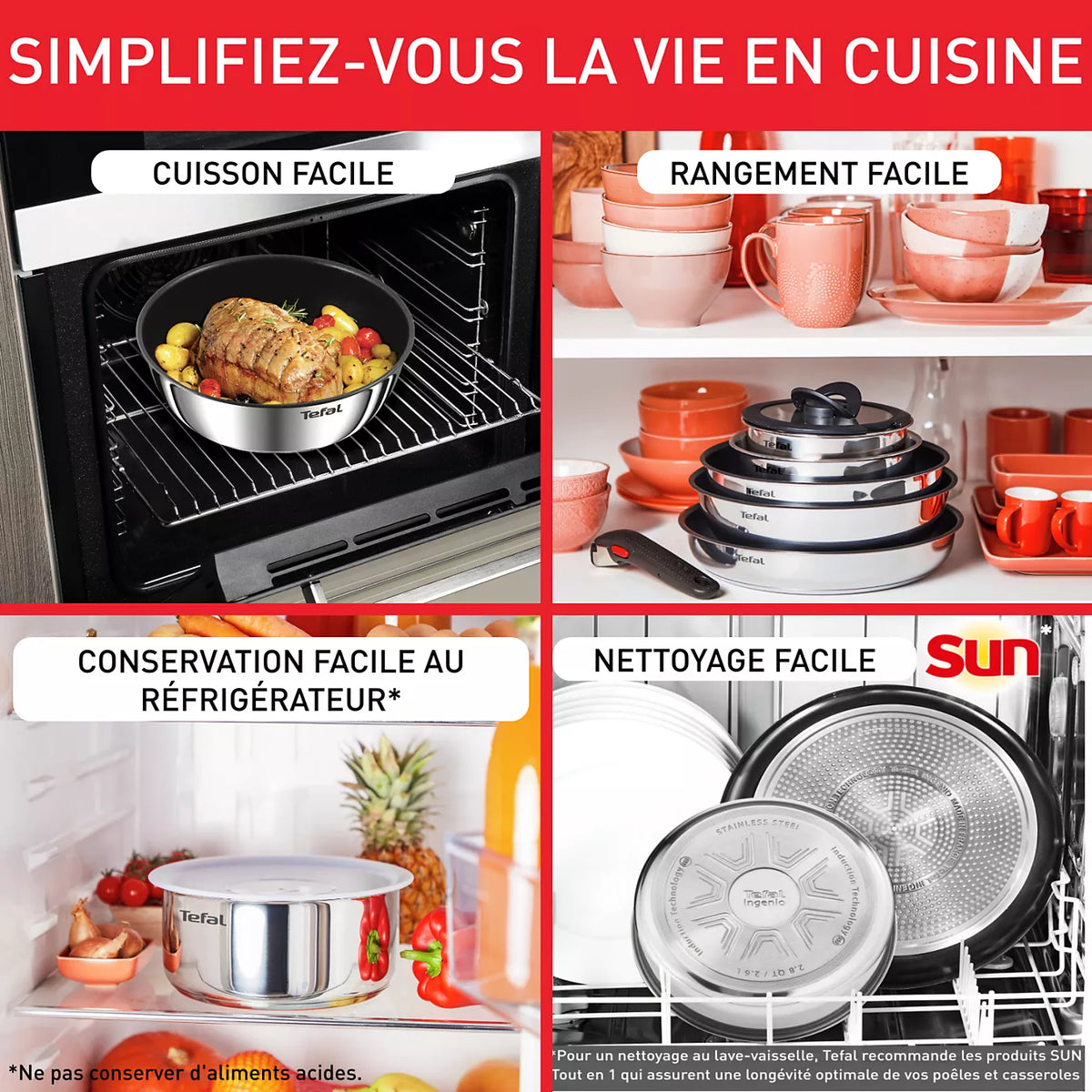 Batterie de cuisine TEFAL Cook Eat 17pcs Ingenio Inox
