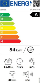 COMFEE' Lave-Linge 12KG Classe A Moteur BLDC 1400RPM Blanc