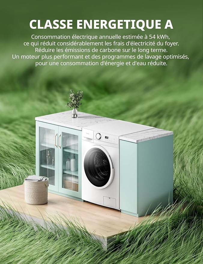 COMFEE' Lave-Linge 12KG Classe A Moteur BLDC 1400RPM Blanc